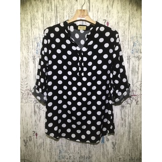 188#97เสื้อผู้หญิงคอโปโลสินค้าส่งออกผ้าใส่ไม่ร้อนคอวีกระดุมส…