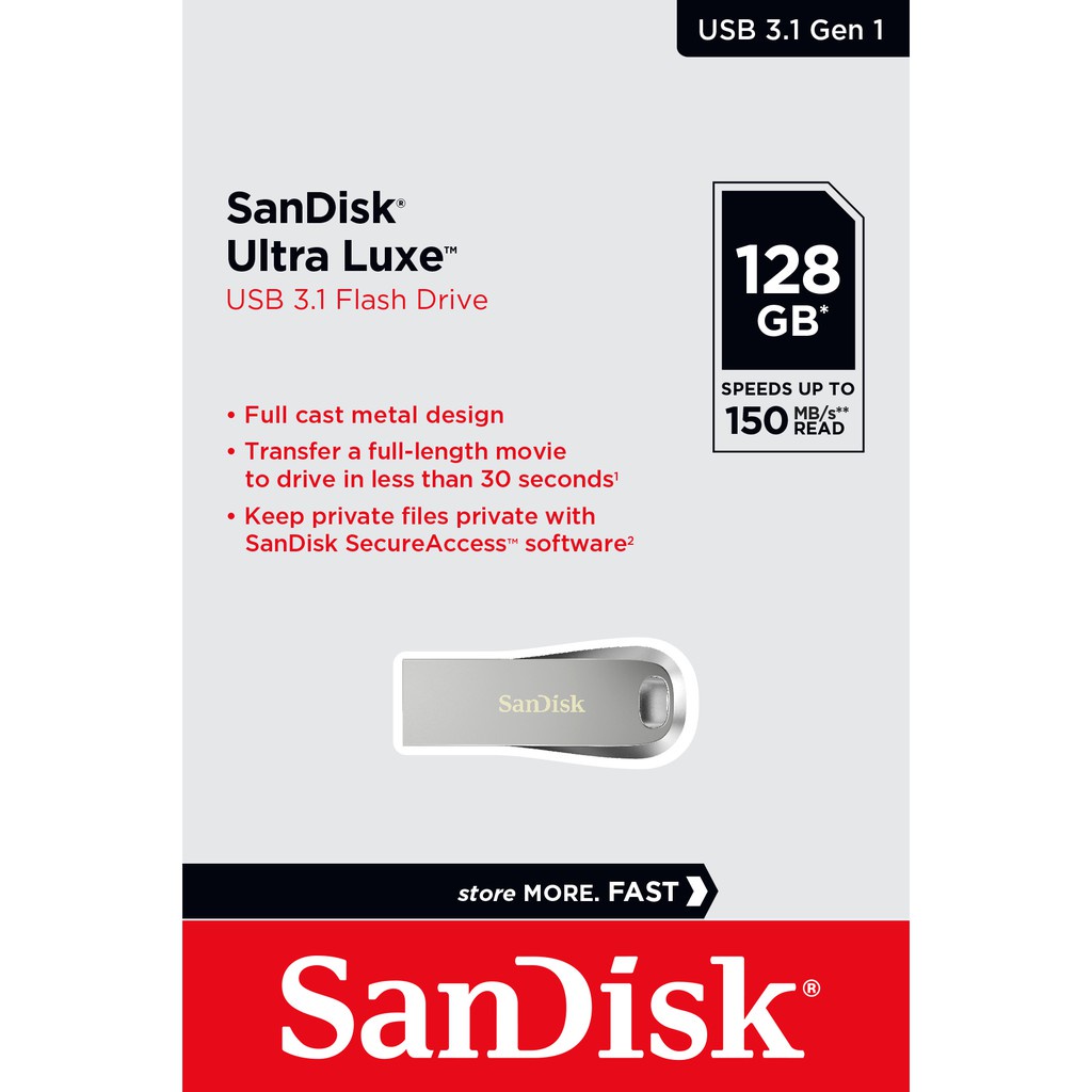 SANDISK ULTRA LUXE USB 3.1 แฟลชไดร์ฟ 128GB (SDCZ74_128G_G46) ราคาพิเศษ |  ซื้อออนไลน์ที่ Shopee ส่งฟรี*ทั่วไทย!