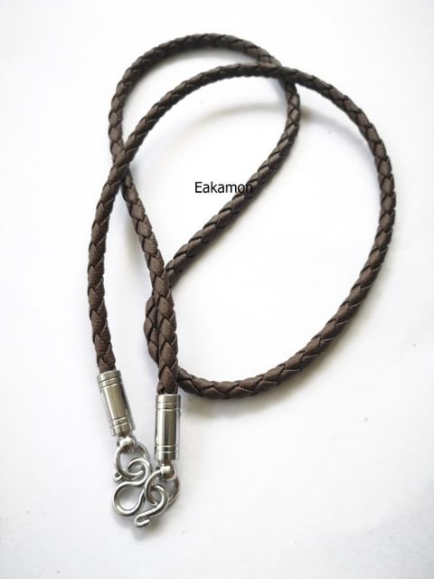 สร้อยเชือกหนักถัก หนา 4 มิล ยาว 24 นิ้วสวยๆ  ใส่สบายคอ