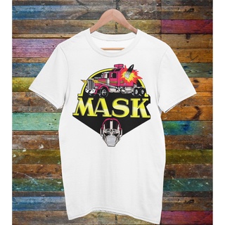 เสื้อยืดคอกลมเสื้อยืด พิมพ์ลายการ์ตูน M.A.S.K ยุค 80s TV สําหรับผู้ชายผ้าฝ้ายแท้