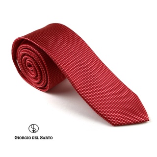 Giorgio Del Sarto Silk Necktie Red Fabric Texture เนคไทผ้าไหมสีแดงมีเท็กเจอร์