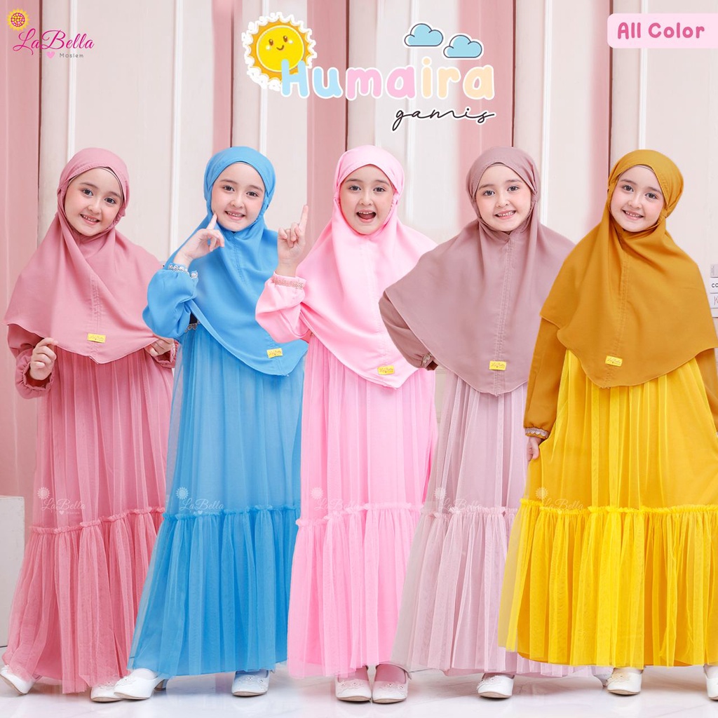 (อายุ 3 - 12 ปี) ORIGINAL HUMAIRA LABELLA CHILDRENS GAMIS GIRLS SYARI CLOTHES มุสลิมเสื้อผ้าที่ดีที่
