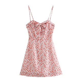 [𝗣𝗥𝗘-𝗢𝗥𝗗𝗘𝗥] 🎈Lady twist dress เดรสกระโปรงระบายสายเดี่ยว สมอคหลัง แต่งโบว์ด้านหน้า