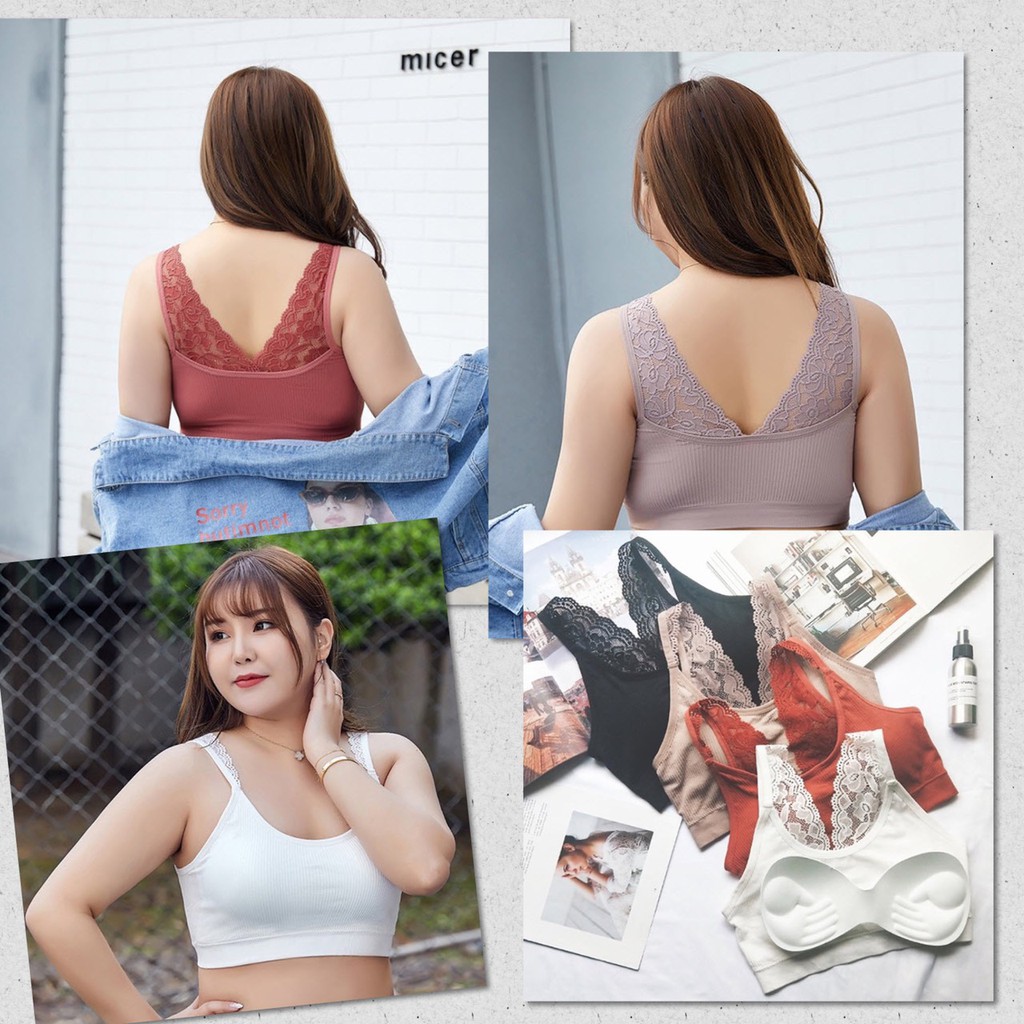 บรา คนอ้วน สายลูกไม้ ขนาดใหญ่ สำหรับสาวอวบ อกใหญ่ สายเดี่ยว สปอร์ตบรา เสริมฟองน้ำ ผ้านุ่ม เกรดฟรีเมี่ยม