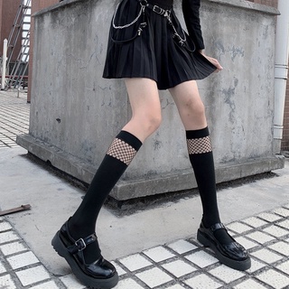 2021 Women Sexy Knee High Socks Mesh Stockings Fashion Fishnet Cute College Style JK Girls Lolita Student Black Gothic Long Sock