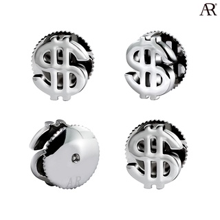 ANGELINO RUFOLO Tuxedo Studs ดีไซน์ Dollar กระดุมทักซิโด้โรเดียมคุณภาพเยี่ยม สีเงิน