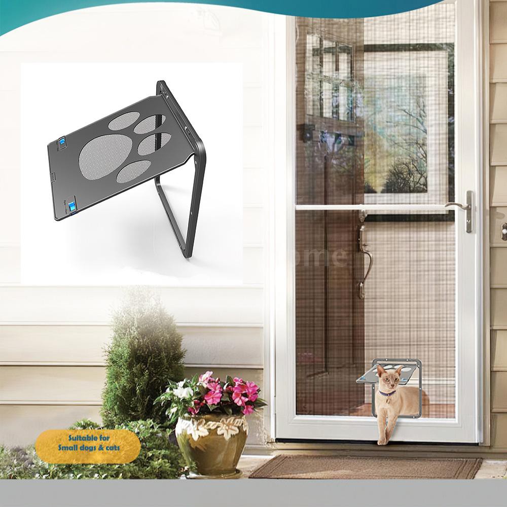 Pet Screen Door Flap Screen Automatic Lockable Black Door for