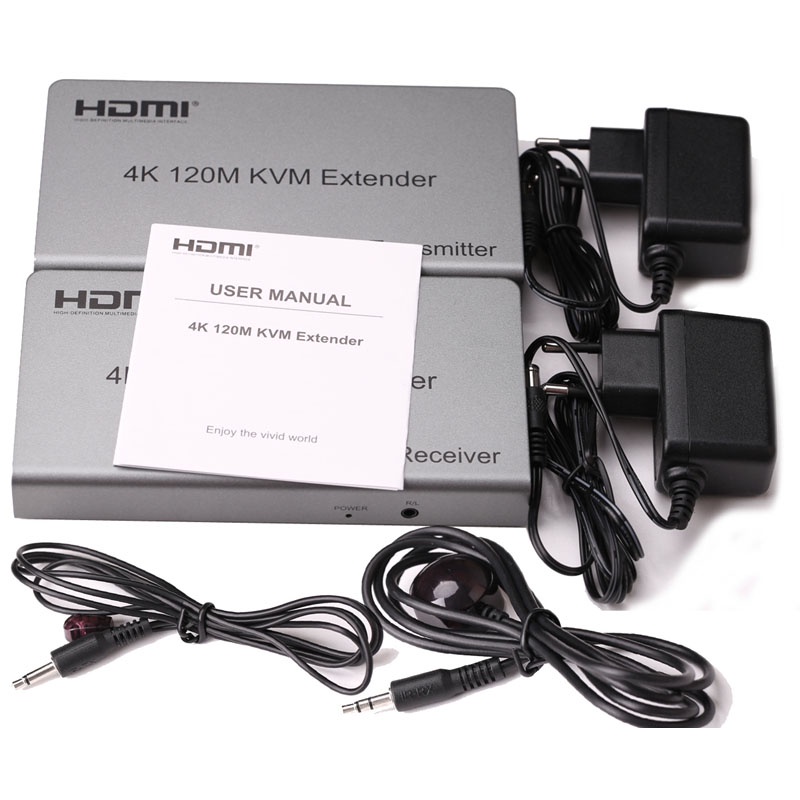 4k 120M HDMI KVM Extender ผ่าน RJ45 Ethernet Cat5e Cat6 สายเครื่องส่งสัญญาณวิดีโอ Converter สนับสนุนเมาส์คีย์บอร์ดหน้าจอสัมผัส Monitor