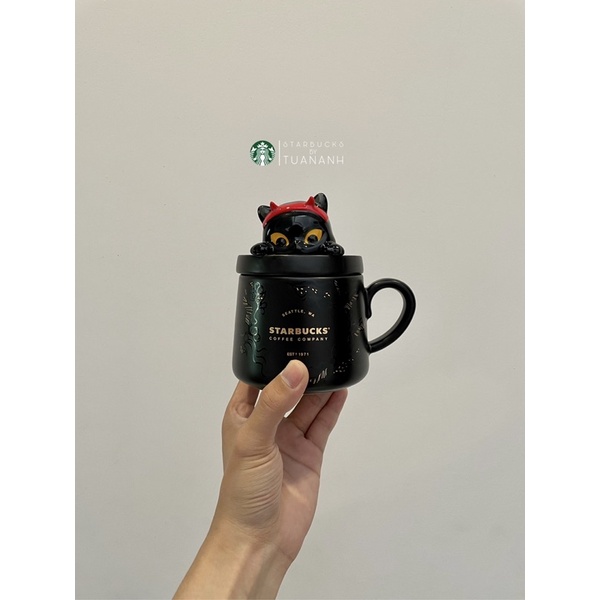 [ ของแท ้ ] Starbucks Haloween Black Cat Mug 385ml