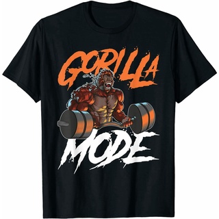 พร้อมส่ง เสื้อยืดแขนสั้น คอกลม ผ้าฝ้าย 100% พิมพ์ลาย Gorilla Mode Gym Beast หลากสี แฟชั่นฤดูร้อน สําหรับผู้ชายS-5XL