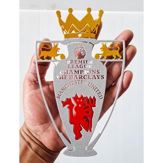 ถ้วยพรีเมียร์ลีก แมนเชสเตอร์ ยูไนเต็ด เหล็กตัดเลเซอร์ขนาด18 cm.ตัวผีแดง ใช้สี2k ทำสีเหมือนจริง พ่นสีพ่นรถยนต์ ขนาดพกพา