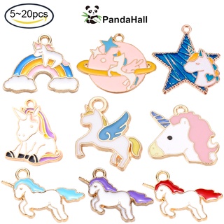 PandaHall 5 ~ 20pcs Liontin Enamel Alloy Bentuk Unicorn Warna Biru Langit Ukuran 13x22 X 2mm Lubang 1.8mm Untuk Membuat Perhiasan