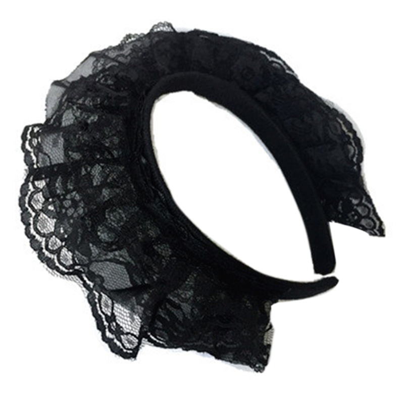 Cozy Women Ruffles Lace Hair Hoop with Mesh Headband Multilayer Lace Lolita Cosplay Props Maid Anime Headdress Accessories ราคา ถูกที่สุด ดีลบีเคเค แกลเลอรีภาพที่ 9