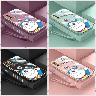 infinix Note 12 Zero 5G Note 11 Zero X NEO Zero X Pro สมาร์ท 6 HD ขอบตรง 90 ° Doraemon ชุบไฟฟ้าเคสโทรศัพท์