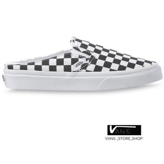 VANS SLIP ON MULE CHECKERBOARD BLACK TRUE WHITE SNEAKERS สินค้ามีประกันแท้