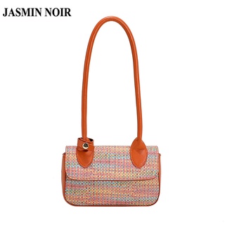 กระเป๋าสะพายไหล่ กระเป๋าถือ Jasmin Noir สีตัดกัน แบบเรียบง่าย สําหรับสตรี