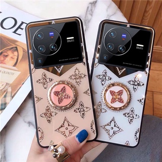 เคสโทรศัพท์ วีโว่ VIVO X80 / X80 Pro / X70 / X70 Pro 5G Phone Case Luxury Fashion Diamond Acrylic Hard Back Cover with Ring Holder Bracket VIVOX80Pro Handphone Casing