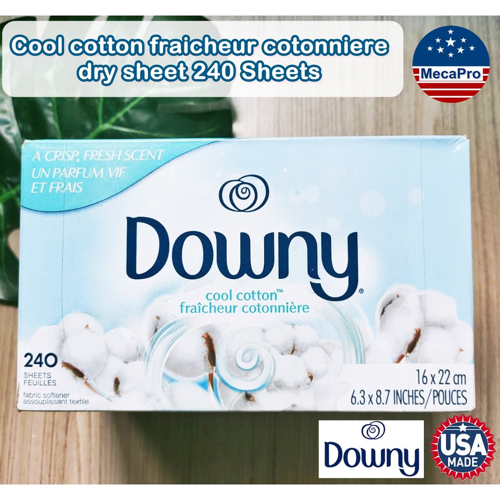 Downy® Cool cotton fraicheur cotonniere dry sheet 240 Sheets แผ่นหอม อบผ้า  ดาวน์นี่ คลู คอตตอน | Shopee Thailand