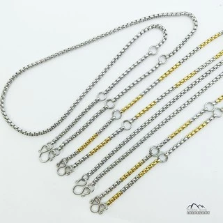 V28 3.5 มม.26 นิ้ว ลายผ่าหวาย 2k สีเงิน สีทอง แขวน 1-5 องค์ สร้อยคอ ห้อยพระ สร้อยสแตนเลสแท้ สร้อยพระ