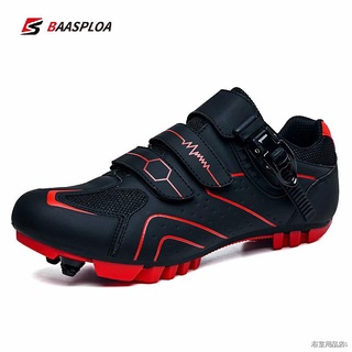 ☢◑Baasploa New Men Women Cycling MTB Sneaker Men Sports Route Cleat Road Dirt Bike Speed Flat Sneaker Couple Mountain Sp