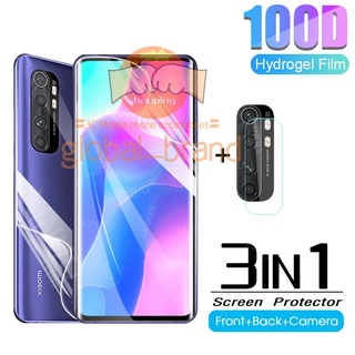 3 In 1 ฟิล์มไฮโดรเจลกันรอยหน้าจอสําหรับ Xiaomi Mi Note 10 Lite ด้านหน้า + หลัง + ฟิล์มป้องกันเลนส์