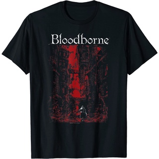 เสื้อยืดผ้าฝ้ายพรีเมี่ยม เสื้อยืด พิมพ์ลาย Bloodborne Red City Background สําหรับผู้ใหญ่