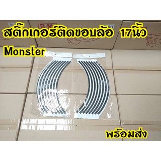 สติกเกอร์ขอบ17 นิ้ว ลาย Monster แคปล่าดำ