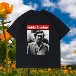 T-shirt  เสื้อยืด พิมพ์ลาย Escobar PABLO THE KING OF COCAIN NARCOS สําหรับผู้ชาย | เสื้อยืด | รองเท้าบูท | วินเทจ | ขนาด