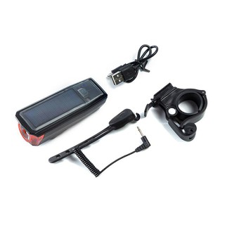 ไฟหน้า + แตร + solar cell Multi Function Bike light 350 lumen HJ-052