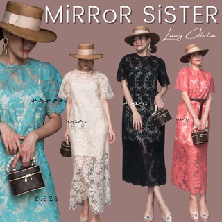 🔖ป้าย Mirrorsister 20825.3 เดรสออแกนซ่าปักลายลูกไม้ ทรงสวยใส่ง่าย มาพร้อมสายเดี่ยวซับในสีเนื้อ