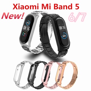 Mi Band 7 6 5 สายรัดข้อมือ NFC สร้อยข้อมือโลหะระดับโลก สเตนเลส สําหรับ Xiaomi Mi Band5 6 Miband7 สายรัดข้อมือ Pulseira Mi 6