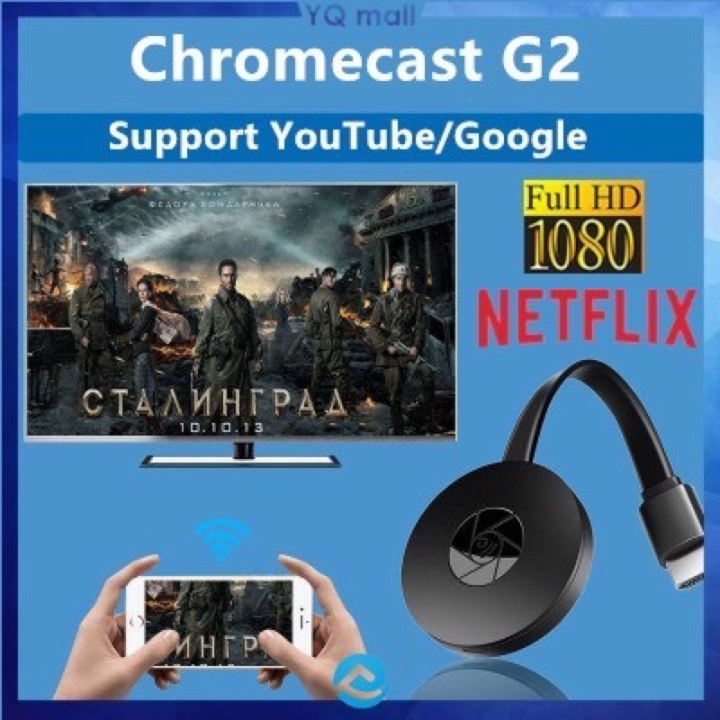 [COD] Chromecast G2  ทีวีสตรีมมิ่งไร้สาย Miracast ออกอากาศ Google Chromecast HDMI 1080P Dongle การ์ดแสดงผล Snowverent