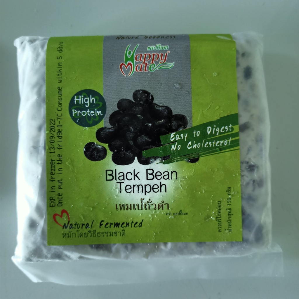 Happy Mate Black Bean Tempeh เทมเป้ถั่วดำ อาหารแทนเนื้อสัตว์ เจ มังสวิรัต วีแกน พร้อมทาน