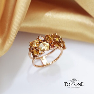 Top1Jewelry แหวนเงินแท้925 พลอย Yellow Tourmaline Citrine แท้