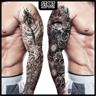 【Start Magic Tattoo】สติกเกอร์รอยสักชั่วคราว กันน้ํา ติดทนนาน 17 ซม. × 48 ซม. 2 สัปดาห์ 15 วัน