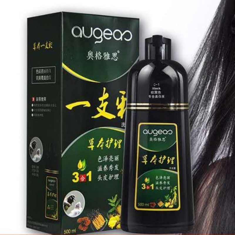 Augeas Herbal Dye SHAMPOO 500ml Augeas Herbal 3IN1 Hair Dye SHAMPOO COLOUR SHAMPOO 染发洗发水 500ml วัน黑色