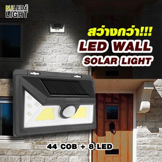 NJLED LIGHT 1828B ไฟติดผนังโซล่าเซลล์ พร้อมเซนเซอร์ในตัว โคมไฟติดผนัง โคมไฟโซล่าเซลล์ 44COB+8LED Solar Cell Wall Light