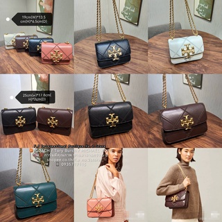 F.A ว่าแท้100% TORY BURCH ELEANOR DIAMOND QUILTED CONVERTIBLE SHOULDER BAG โซ่โลหะกระเป๋าหนังแกะ คุณผู้หญิง เอียงกระเป๋า