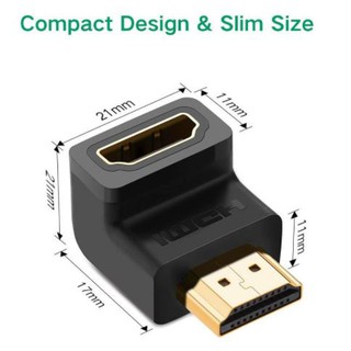 UGREEN 20109 HDMI Male to Female Adapter Down ตัวผู้เป็นตัวเมีย 90 องศา HDMI Support 4K,3D