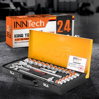 InnTech King Tools ชุดเครื่องมือ ประแจ ชุดบล็อก 24 ชิ้น ขนาด 1/2 นิ้ว (4 หุน) ชุดประแจ KING TOOLS SERIES ผลิตจากเหล็ก CR-V Chrome Vanadium อย่างดี รุ่น WKT-24PCS