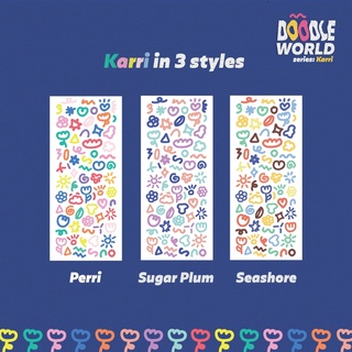 New Arrival 🌈 Sticker Sheet (Doodle World) Series: Karri ❤️💜💛  49 baht