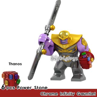 Leϟ ฟิกเกอร์ Thanos Big Minifigure With Power Stones Ironman Chrome Infinity Gauntlet GD220