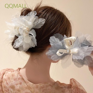 QQMALL New Crab Clip Korean Bow Hair Clip Flower Hair Claw Hair Accessories Hairpins Mesh Acrylic Lady Crystal Ponytail Holder/Multicolor