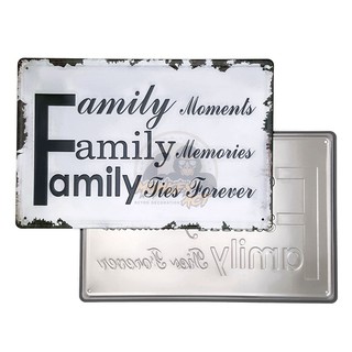 ป้ายสังกะสีวินเทจ Family Quote (ปั๊มนูน), ขนาด 20x30 ซม.