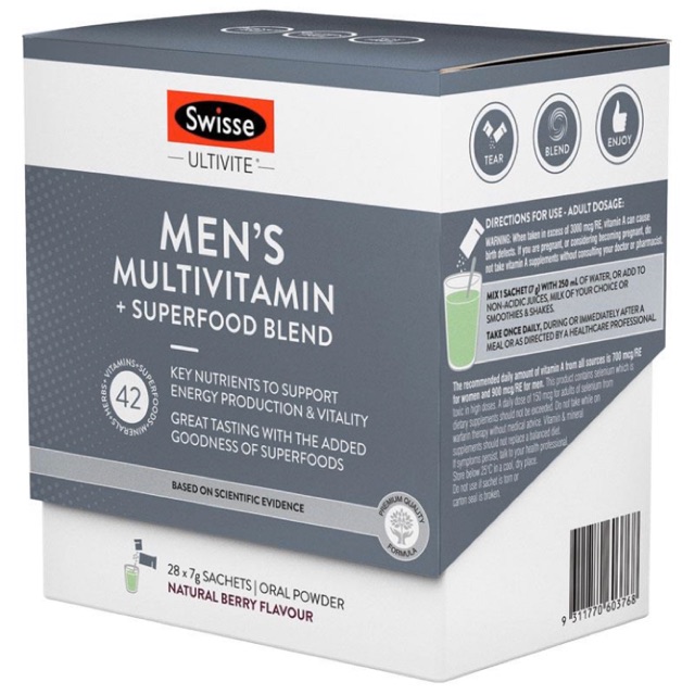 Swisse Ultivite Men's Multivitamin + Superfood Blend 28 pack