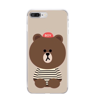 เคสลายหมีบราวน์ Brown ใสเสื้อลายทาง