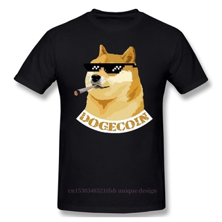 เสื้อยืดผ้าฝ้ายพิมพ์ลายขายดี เสื้อยืด ผ้าฝ้าย พิมพ์ลาย Bitcoin Dogecoin แฟชั่นสําหรับผู้ชาย