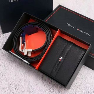 Set เข็มขัด &amp; กระเป๋าสตางค์ Tommy Hilfiger แท้💯 สีดำ สวย ผู้ชาย ของขวัญ น้ำตาล