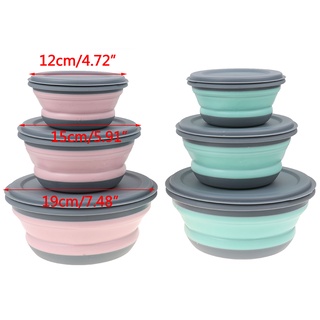 3pcs/set Folding Bento Box Lunch Container Box Food Dinnerware Container Bowl