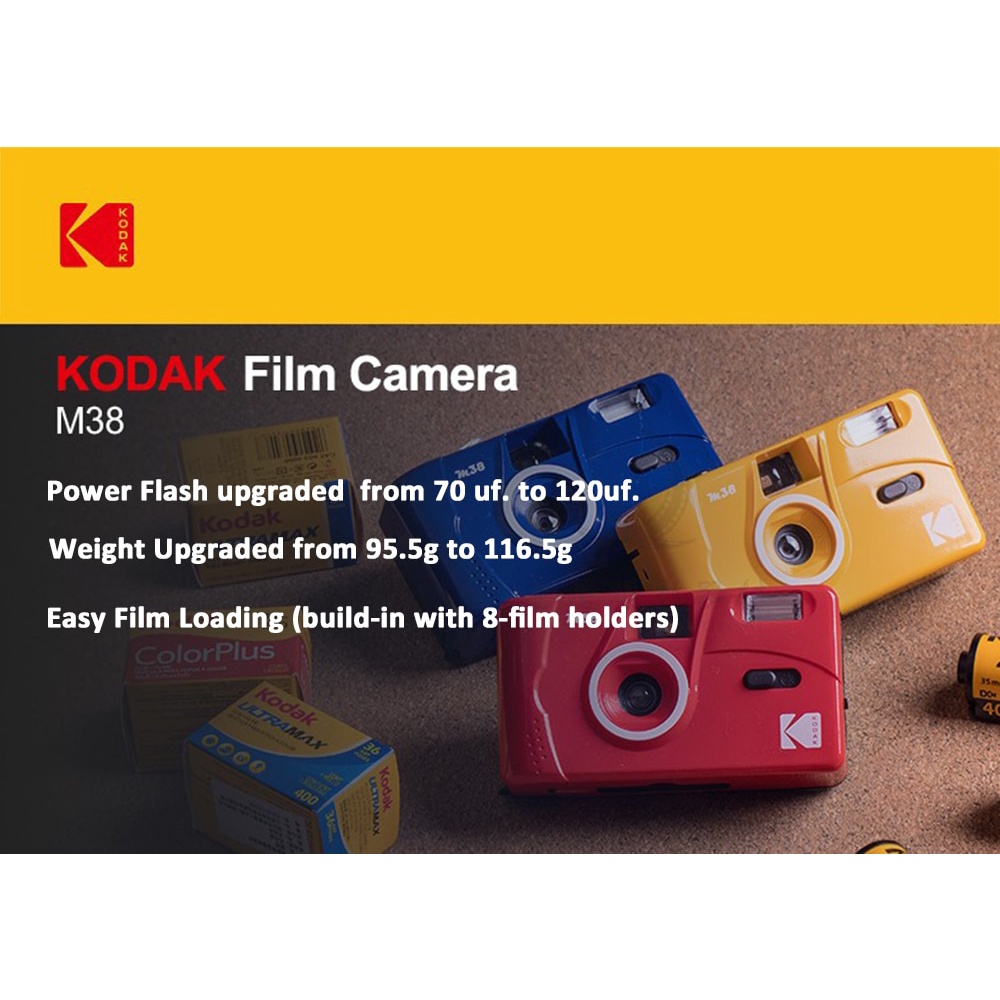 KODAK Vintage Retro M35 / M38 35 มม. กล้องฟิล์มแบบใช้ซ้ําได้ Sky Blue/ Yellow / Mint Green / Pink / Red / Grapefruit / Lavender Color - รูปที่ 3